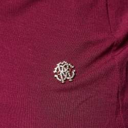 Pre Owned Roberto Cavalli Magenta Pink Knit Bow Detailed Long Sleeve Top S