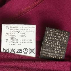 Pre Owned Roberto Cavalli Magenta Pink Knit Bow Detailed Long Sleeve Top S