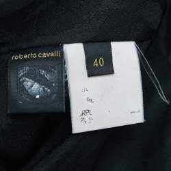 Pre Owned Roberto Cavalli Black Crepe Sleeveless Fitted Short Dress S