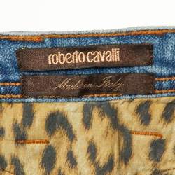 Pre Owned Roberto Cavalli Blue Denim High Waist Flared Jeans M Waist 28"