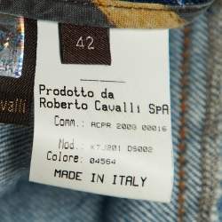 Pre Owned Roberto Cavalli Blue Denim High Waist Flared Jeans M Waist 28"