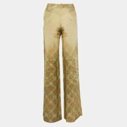 Pre Owned Roberto Cavalli Multicolor Print Silk Wide Leg Trousers S
