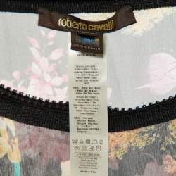 مملوكة مسبقًا Roberto Cavalli Black Printed Silk Sheer Kaftan Top S