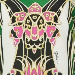 Pre Owned Roberto Cavalli Multicolor Printed Polyester & Cotton Knit T-Shirt S