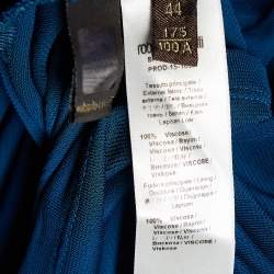 Pre Owned Roberto Cavalli Teal Blue Jersey Snake Trim Detail Midi Dress M