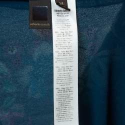 Pre Owned Roberto Cavalli Green Floral Print Silk Pleat Detail Sleeveless Maxi Dress S