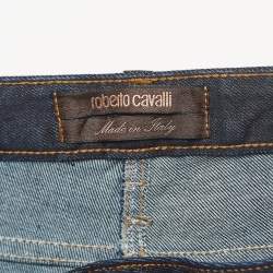 Pre Owned Roberto Cavalli Navy Blue Denim Flared Jeans M Waist 30"