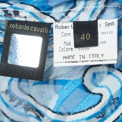 Pre Owned Roberto Cavalli Multicolor Print Silk Top Skirt Set S