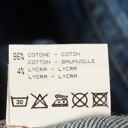 Pre Owned Roberto Cavalli Blue Textured Denim Wide Leg Jeans L Waist 31"