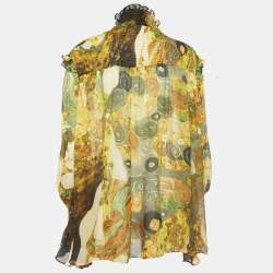 Pre Owned Roberto Cavalli Multicolor Print Silk Gustav Klimt Blouse M