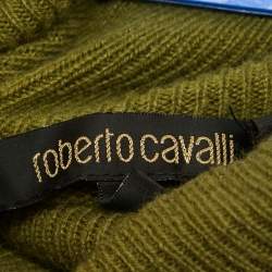 Pre Owned Roberto Cavalli Green Cashmere Turtle Neck Top M
