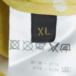 Pre Owned Roberto Cavalli Yellow Dotted Satin Silk Buttoned Shirt XL