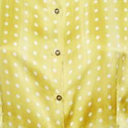 Pre Owned Roberto Cavalli Yellow Dotted Satin Silk Buttoned Shirt XL