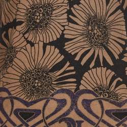 Pre Owned Roberto Cavalli Brown Floral Print Knit Mink Fur Trimmed Top M