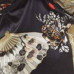 Pre Owned Roberto Cavalli Multicolor Floral Print Silk Sleeveless Midi Dress M