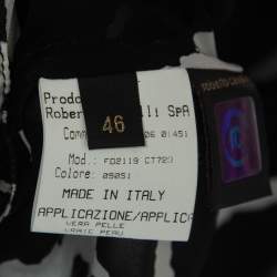 Pre Owned Roberto Cavalli Black Giraffe Print Silk Tasseled One-Shoulder Dress L