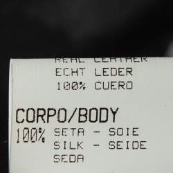 Pre Owned Roberto Cavalli Black Giraffe Print Silk Tasseled One-Shoulder Dress L