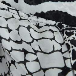 Pre Owned Roberto Cavalli Black/White Ostrich Feather Trimmed Silk Midi Wrap Dress M