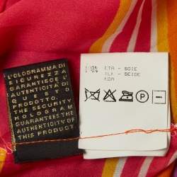 Pre Owned Roberto Cavalli Multicolor Striped Silk Top Stitched Pleats Maxi Skirt M