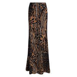 Pre Owned Roberto Cavalli Multicolor Animal Printed Knit Top and Maxi Skirt Set L