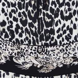 Pre Owned Roberto Cavalli Black Animal Print Jersey Knee-Length Dress M