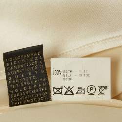 Pre Owned Roberto Cavalli Cream Satin Silk Tie-Up Collar Blouse S