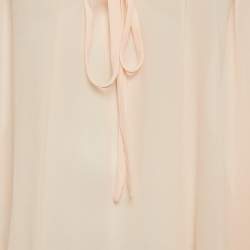 Pre Owned Roberto Cavalli Light Pink Silk Ruffled Long Sleeve Blouse M