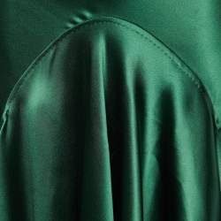 Pre Owned Roberto Cavalli Green Silk Satin Asymmetric Hem Skirt M