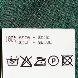 Pre Owned Roberto Cavalli Green Silk Satin Asymmetric Hem Skirt M