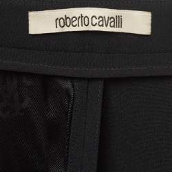 Pre Owned Roberto Cavalli Black Crepe High Waist Trousers S