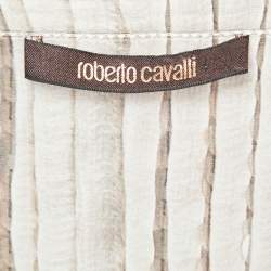 مملوكة مسبقًا Roberto Cavalli Grey Sequin Print Silk Tie-Up Dress M