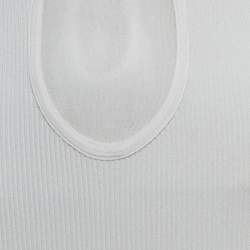 Pre Owned Roberto Cavalli White Mesh Panelled Rib Knit Flared Maxi Dress S