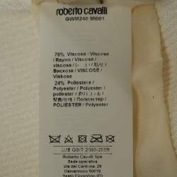 Pre Owned Roberto Cavalli White Mesh Panelled Rib Knit Flared Maxi Dress S