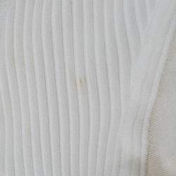 Pre Owned Roberto Cavalli White Mesh Panelled Rib Knit Flared Maxi Dress S