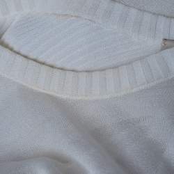 Pre Owned Roberto Cavalli White Mesh Panelled Rib Knit Flared Maxi Dress S