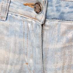 Roberto Cavalli Blue/Silver Metallic Print Denim Jeans S Waist 30''