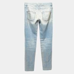 Roberto Cavalli Blue/Silver Metallic Print Denim Jeans S Waist 30''