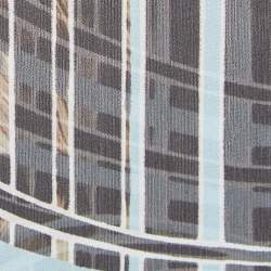 Pre Owned Roberto Cavalli Blue/Brown Printed Silk Waist Tie-Up Maxi Kaftan Dress S