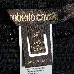 Pre Owned Roberto Cavalli Black/Blue Gradient Perforated Knit Jumper S