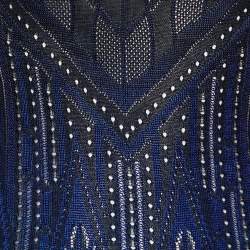 Pre Owned Roberto Cavalli Black/Blue Gradient Perforated Knit Jumper S