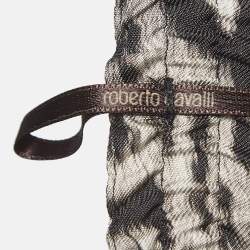 Roberto Cavalli Black Leopard Print Silk Drawstring Waist Trousers M
