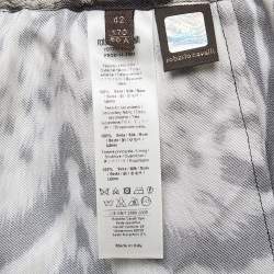 Roberto Cavalli Black Leopard Print Silk Drawstring Waist Trousers M