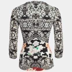 Pre Owned Roberto Cavalli Multicolor Floral Print Jersey Long Sleeve Top S