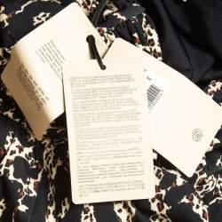 Pre Owned Roberto Cavalli Brown/Black Leopard Print Jersey Asymmetric Midi Dress