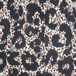 Pre Owned Roberto Cavalli Brown/Black Leopard Print Jersey Asymmetric Midi Dress