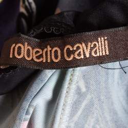 Pre Owned Roberto Cavalli Multicolor Printed Jersey V-Neck Mini Dress S