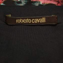 Roberto Cavalli Multicolor Printed Jersey V-Neck Midi Dress S