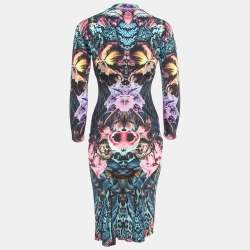 Roberto Cavalli Multicolor Printed Jersey V-Neck Midi Dress S