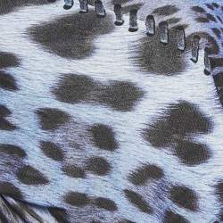 Pre Owned Roberto Cavalli Blue Leopard Print Ruched Strapless Top S