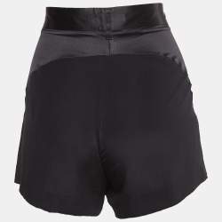 Roberto Cavalli Black Silk Pleated Shorts M